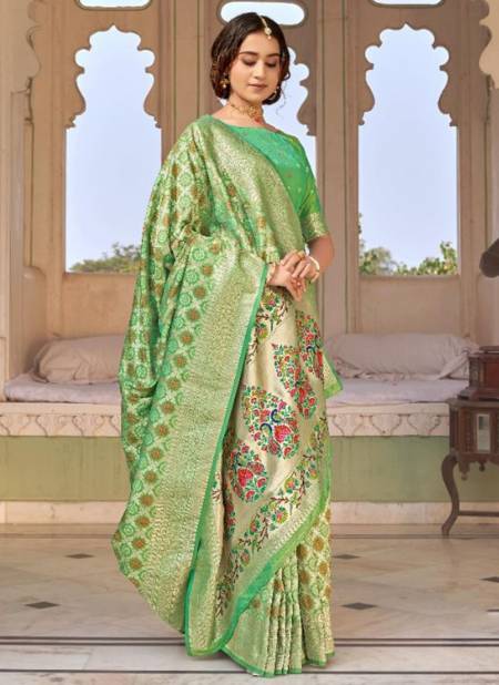 Green Colour MANJUBAA MUDRIKA SILK Heavy Festive Wear Designer Saree Collection 8002